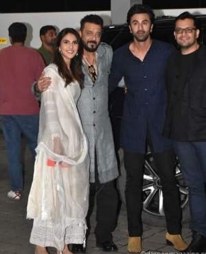 Sanjay Dutt and Ranbir Kapoor and Vaani Kapoor at Kalina Airport