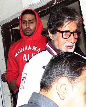 Amitabh Bachchan and Abhishek Bachchan snapped at PVR