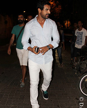 John Abraham was snapped coming out from a restaurant at Bandra