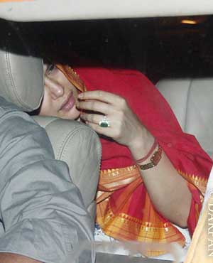 Preity Zinta snapped hiding from the cameras at a Mumbai temple