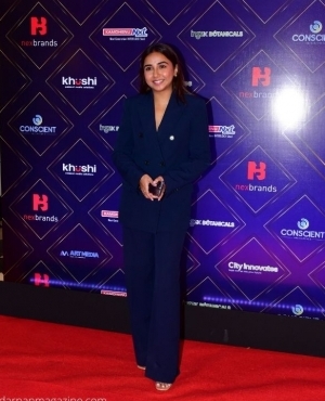 Prajakta Koli is full on business in her navy blue suit 