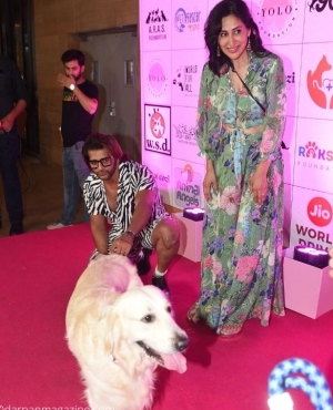 Teejay Sidhu shows up with her dog 