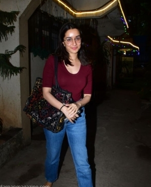 Shraddha Kapoor looks great in her burgundy top and jeans 
