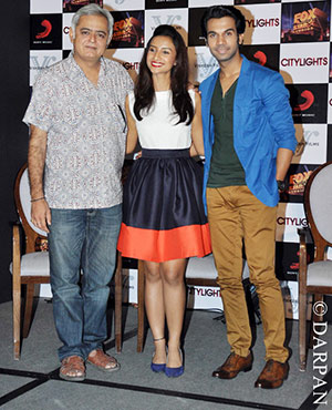 Hansal Mehta with Patralekha and Rajkummar Rao