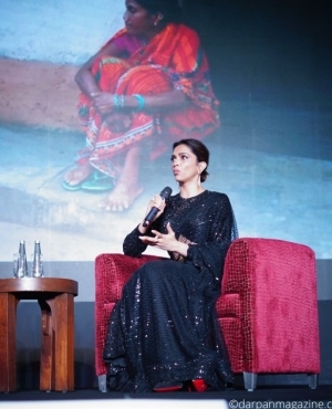 Deepika Padukone on stage addressing various issues 