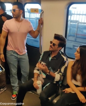 Trio of Anil, Kiara, and Varun on the metro 