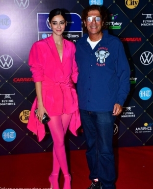 Ananya Pandey poses alongside father Chunkey Pandey. Ananya bags the Most Stylish Youth Icon Award. 
