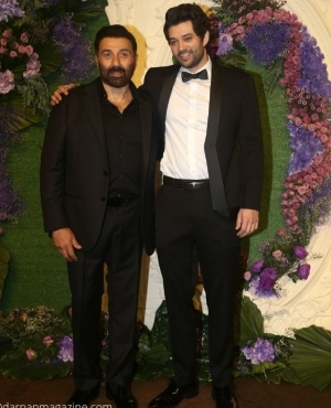 Karan Deol poses with dad Sunny Deol