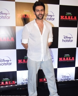 Kartik Aaaryan has a serious demeanour on the red carpet 