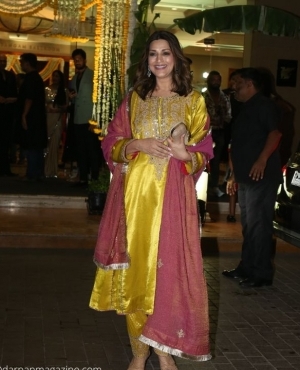 Sonali Bendre shimmers in her yellow suit 