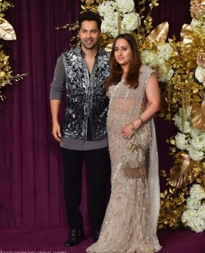 Varun Dhawan and wife Natasha Dalal get clicked at the party 