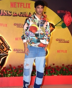 Babil Khan goes for a multi-coloured jacket 