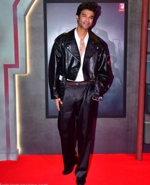 Babil Khan looks dapper in his chic leather jacket and black paints 