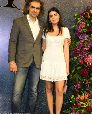 Filmmaker Imtiaz Ali and his daughter Ida Ali pose for the press 