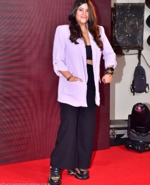 Ekta Kapoor pairs her lavender blazer with black pants 