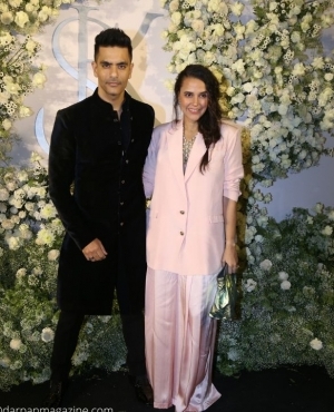 Neha Dhupia is blushing in pink alongside husband Angad Bedi 