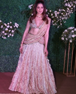 Raai Laxmi is a vision in a gold lehenga 