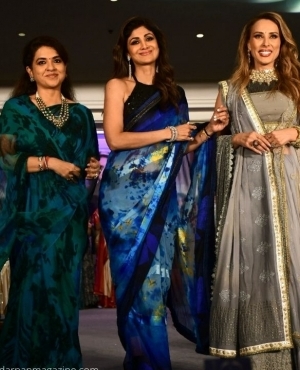 Fashion designer Shaina NC alongside Shilpa Shetty and Iulia Vantur 