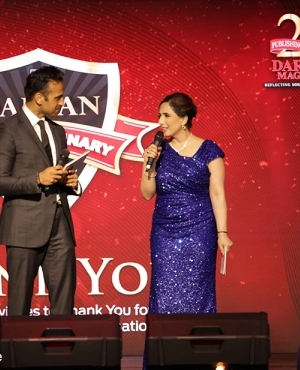 MC Husein Madhavji and Darpan Social Media Host Ish Sharma thank the sponsors 