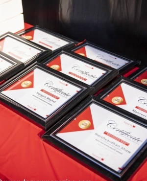 Framed scholarship certificates of the winners 