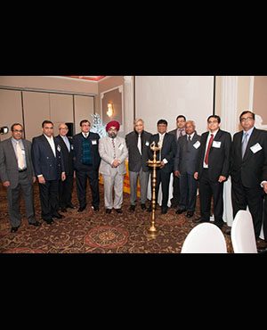 Mr. K Raghu, President ICAI; inaugurating Chapter with him are council members and Mr. R. Chandarmouli