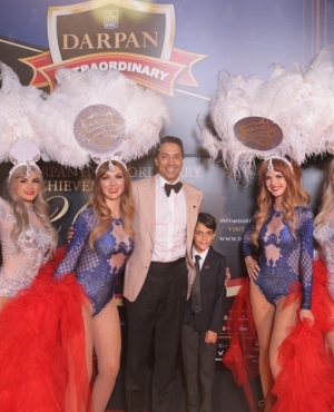 Owner of BC Lions, Amar Doman, with his son 