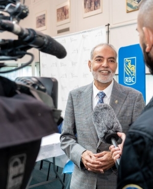 Barj Dhahan the organizer of The Dhahan Prize For Punjabi Literature - Literary Award speaks to the media 