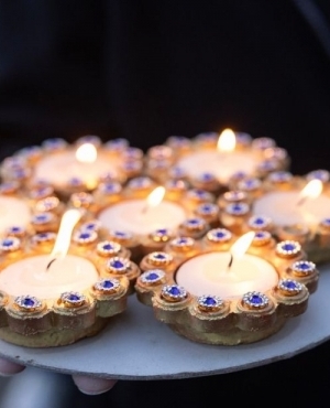 Colourful light up diyas 