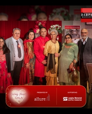 Co-Founder of Giving Hearts Gala Manjit Gill & husband Darcy Gill join others present at Gala for a photo