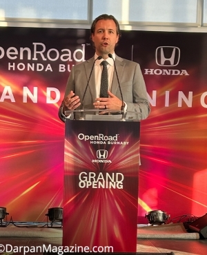 GM of Open Road Auto Group, Ryan Muir shares his remarks on the opening of Honda Burnaby's new location on Marine 