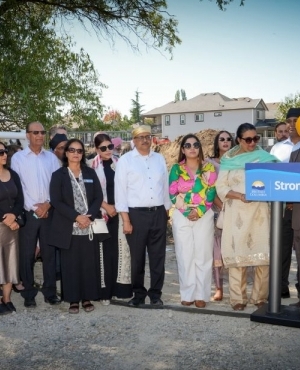 PICS CEO Satbir Cheema makes an announcement regarding Guru Nanak Diversity Village 