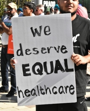 More and more people show up with placards to express their discontentment with the health care system 