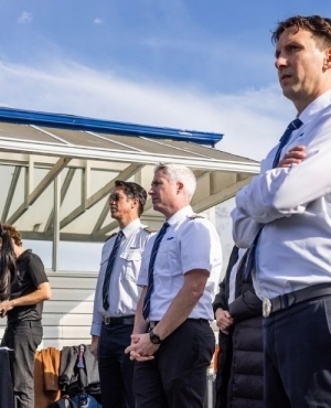 Helijet pilots and crew watch 
