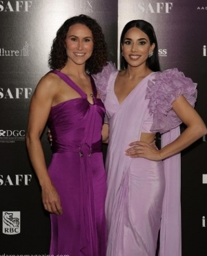 Gemma Martini & ISAFF Producer Mannu Sandhu pose at the event 
