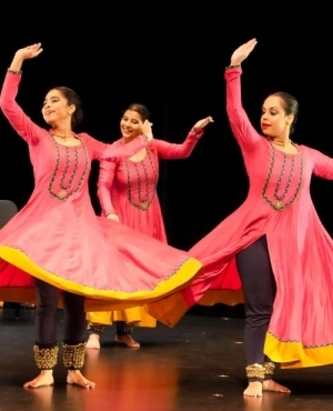 Female Kathak dancers in action 