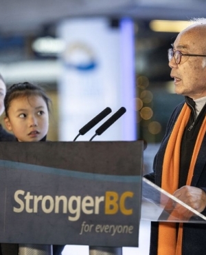 George Chow, Minister of Citizen's Services makes an official announcement about the Ice Rink being open  