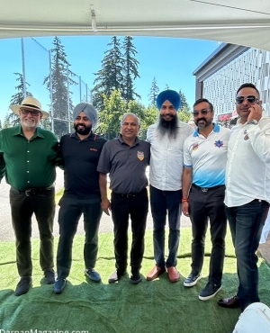 Cricket BC President Vimal Hardat and friends at the BC Super League 2024 season