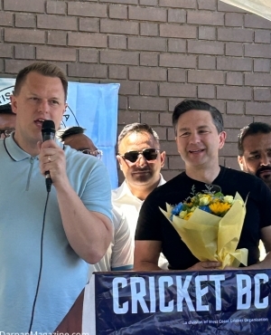 Pierre Poilievre at Cricket BC's Super League launch