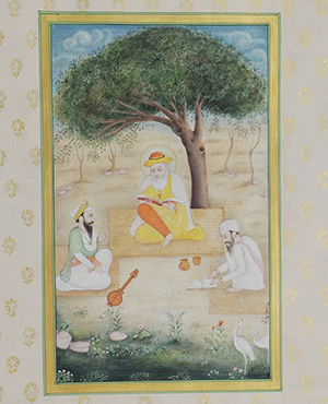 PM Modi presented Stephen Harper a traditional Indian miniature painting showing Guru Nanak Dev with his disciples Bhai Bala & Bhai Mardana.