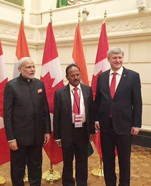  PM Narendra Modi, NSA Shri Ajit Doval and Canada PM, Mr. Stephen Harper