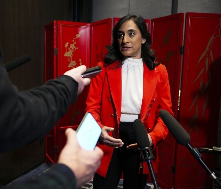 Minister of Foreign Affairs Anita Anand speaks to reporters in Beijing, China; Courtesy: Canadian Press