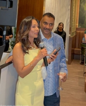 Wife of Gary Bakshi, Anu Bakshi addresses the audience on 13 years of An Indian Affair Restaurant 