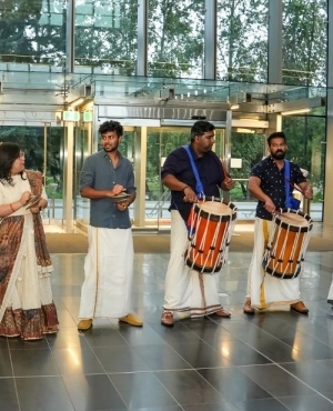 Drummers set the stage for the Saanjh-E Mehzabin musical night 
