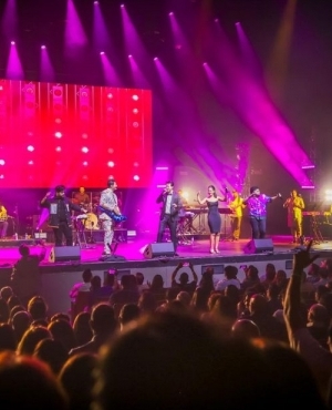 Audience is completely enthralled by their singing 