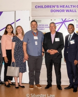  RBC's Kam Raman, Martin Thibodeau, Vineet Verghese pose alongside Surrey Hospitals Foundation staff- Mike Kenyon, Harp Dhillon, and Maria Faccio