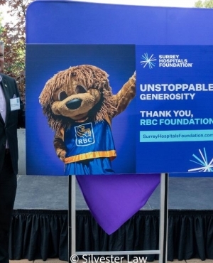 RBC's Regional President Martin Thibodeau for the BC region and Harp Dhillon, Chair of the Board of Directors of Surrey Hospitals Foundation pose together for the cameras 