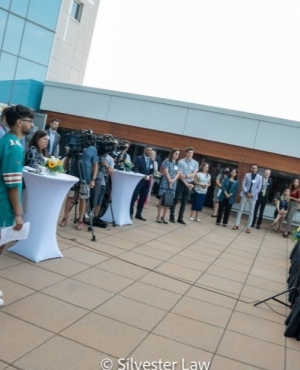 Martin Thibodeau addresses Surrey Hospital Foundation staff and RBC staff   