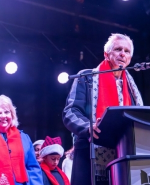  Grant Murray Senior Vice President, Sales at Concord Pacific Canada takes to the podium to say a few words as a sponsor of the event 