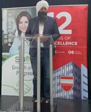 MP Randeep Sarai addresses the audience 