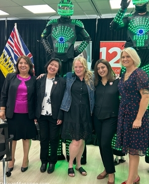 MLA Jinny Sims, WCC staff, and MLA Elenore Sturko